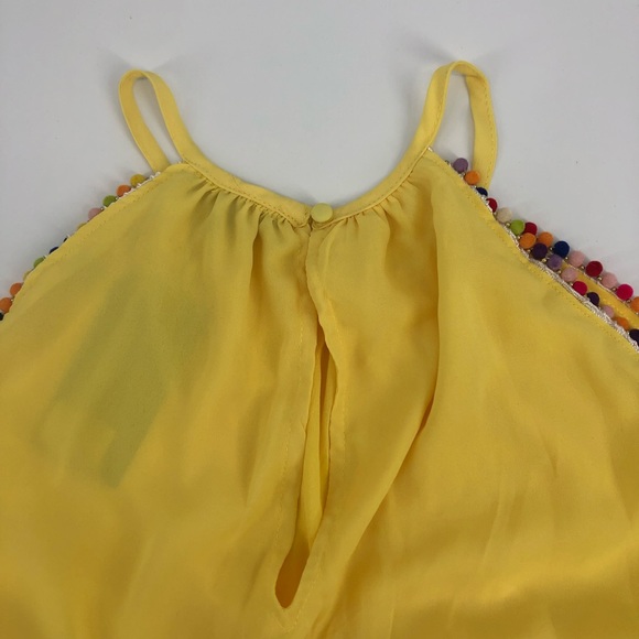NWT Very J Bright Yellow Pom-Pom Slip Dress - Picture 4 of 8